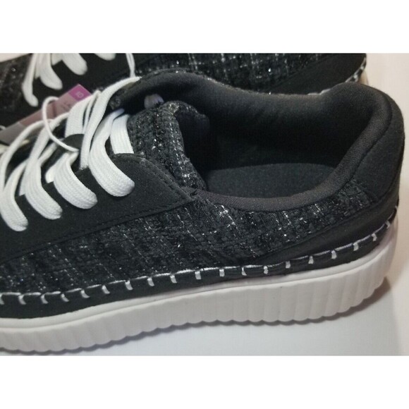 Women's Platform Sneakers Black US Size 10 Lace-Up Textured Design NEW in Box - Picture 5 of 7